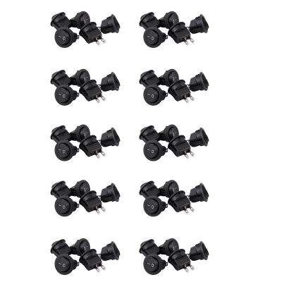 50Pcs SPST Black Button On/Off Round Rocker Switch AC 6A/250V 10A/125V