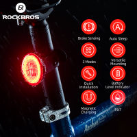 ROCKBROS จักรยานไฟท้ายจักรยานสมาร์ทอัตโนมัติเบรก Sensing แม่เหล็กแบบชาร์จ LPx7กันน้ำ LED MTB จักรยานถนนไฟท้าย