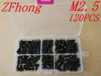 【☊HOT☊】 chenyoufang 120Pcs Iso7380 Grade10.9 M2.5 * 4/6/8/10/12/16ปุ่มสีดำหัวซ็อกเก็ตหกเหลี่ยมชุดสกรู