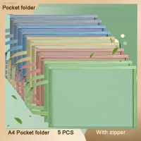 ▩✌ 5pcs Nets Transparent Double-layers A4 File Folder Simple Series Desk Document Bag Zipper File Pocket Student Gift School Supply