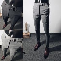 COD SDFGERTERT Suit pants mens ankle length pants casual pants skinny business suit tailored suit long pants mens Korean style slim f