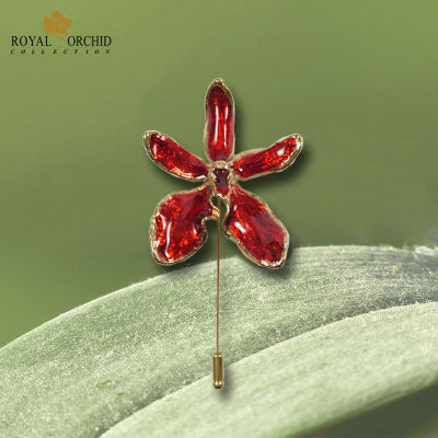 Royal Orchid เข็มกลัดดอกกล้วยไม้ เข็มกลัดติดเสื้อ พินติดสูท Lapel pin ดอกไม้ติดหน้าอก เข็มกลัดดอกไม้เข็มกลัดติดหน้าอก เข็มกลัดสีแดง