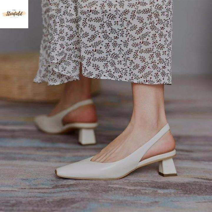 【Steinfield】 French style women's midtoe catheel highheeled sandal