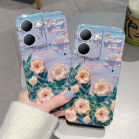 เคสVivo Y27 5G Y36 5G ใหม่2023ออกแบบภาพวาดสีน้ำมัน3D ลายดอกไม้คาเมลเลียปลอกซิลิโคนนิ่มกันกระแทกเคสโทรศัพท์ Vivo Y27 5G Y36 5G เคสโทรศัพท์แฟชั่น