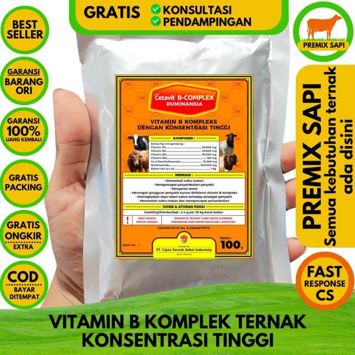 CETAVIT B KOMPLEKS 100 Gr - Multivitamin B Komplek Ternak Ruminansia ...