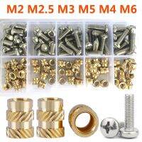 500-100Pcs Brass Insert Nut and Screw Set Hot Knurled Heat Thread Copper Nuts 304 Stainless Steel Bolt Assortment KitM2-M3M5 M6 Nails  Screws Fastener