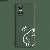 NORVIK เคสโทรศัพท์การ์ตูนน่ารักลายปิกาจู,สีเขียวเข้มไร้ขอบสีขาวสำหรับ Realme GT Master Edition นีโอ3 Neo 2 Neo 3T Neo 2T Neo 5G ฝาหลังสร้างสรรค์ N11-3