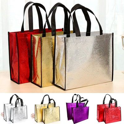 Non-woven Bags Waterproof Grocery Tote Fabric Female Glitter Laser Shopping Bag Reusable Large Capacity