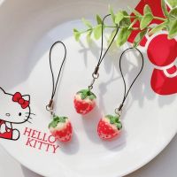 Rural wind simulation strawberry tomato mobile phone hang rope mobile phone pendant birthday gift usb key pendant bag