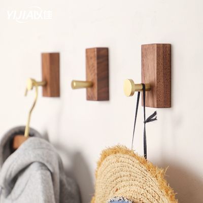 【YF】 Black walnut wall hanging clothes hook solid wood hanger storage behind the door