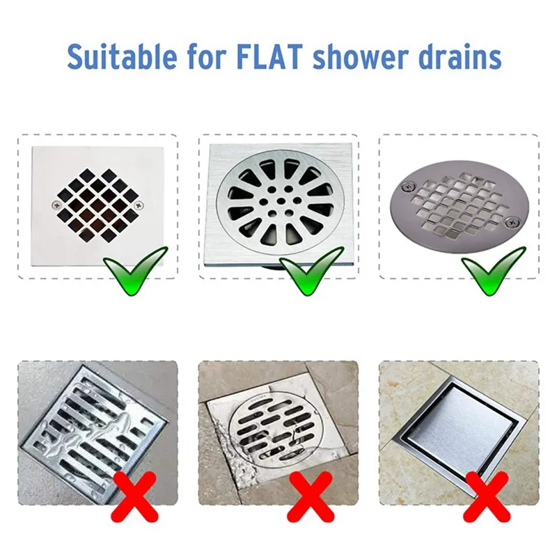 4X Square Drain Cover for Shower Drain Hair Catcher Flat Silicone