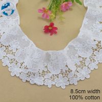 [HOT!] 8.5cm wide white 100 cotton embroidery lace french lace ribbon fabric guipure diy trims wedding lace sewing Accessories 4064