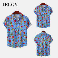 IELGY เสื้อเชิ๊ตแขนสั้นสำหรับผู้ชาย,เสื้อแบบบางแฟชั่นสตรีทพิมพ์ลาย