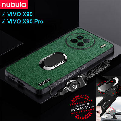 NUBULA เคสสำหรับ Vivo X90 | VIVO X90 Pro เคสผิวเปลือกไม้ให้ความรู้สึกเหมือนหนัง Hp VIVO X90 Pro เคสกันกระแทกโทรศัพท์มือถือที่ยึดโทรศัพท์ในรถฟรีฝาหลังสำหรับ Vivo X90 Pro