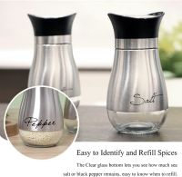 【CC】 And Pepper Shakers Set with Glass Bottle Spice Dispenser Accessories for TableRVCampBBQ