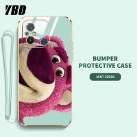 โทรศัพท์การ์ตูนดิสนีย์ YBD เคสสำหรับ Xiaomi POCO C55 Redmi 12C Redmi 11A Redmi 11 Prime 4G มันวาวป้องกันการแตกฝาหลัง TPU นิ่ม (ฟรีสายคล้อง)