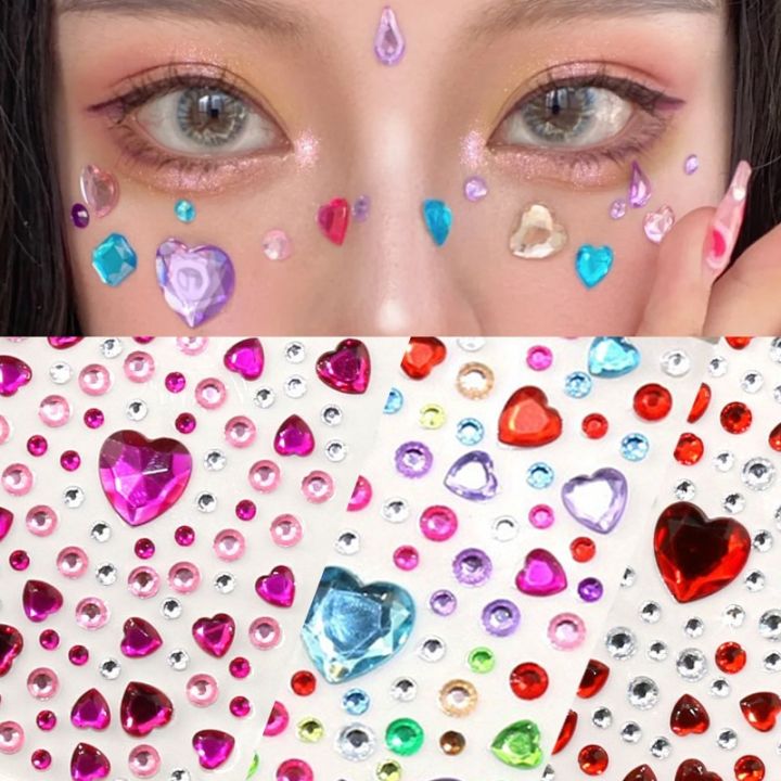 3D Love Heart Gem Stickers Self Adhesive Diamond Jewel Rhinestone