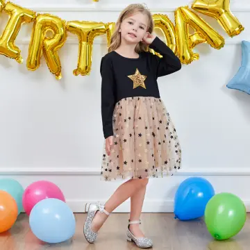 Kids Autumn Winter Dresses for Girls Star Sequins Princess 