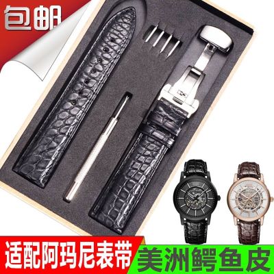 ❀❀ Suitable for watch strap genuine leather star AR1981 male black warrior crocodile chain 22