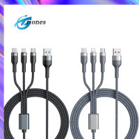 สายถักอะแดปเตอร์สาย USB หลายสายชาร์จสายชาร์จเร็วสาย USB แบบ3-IN-1สำหรับแท็บเล็ตโทรศัพท์แล็ปท็อปเคลื่อนที่