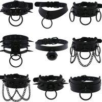 DIEZI Cosplay Black PU Leather Chain Necklace For Women Vintage Harajuku Gothic Choker Collar Statement Necklace Men Jewelry 【hot】qju686