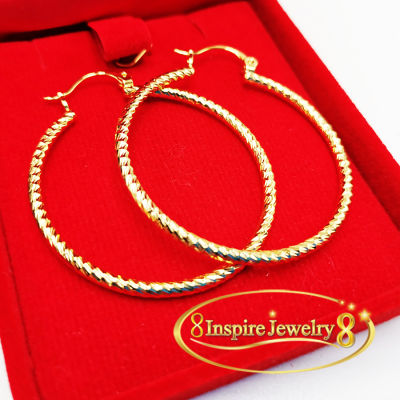 Inspire Jewelry,ต่างหูห่วงทองตัดลาย งานแบบร้านทอง