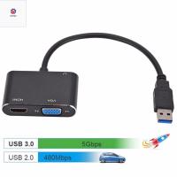 P9YN2 USB ไม่มีคนขับ2in1ไปยัง VGA USB ตัวแปลง VGA ฮับ USB HD HDMI USB 3.0เป็น HDMI + VGA USB USB เป็นตัวแปลง HDMI หัวแปลงสัญญาณ HDMI USB 3.0เป็นหัวแปลงสัญญาณ HDMI