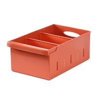 W3JA Kitchen Plastic Food Storage Organizer Box 3 Compartment Refrigerator Pantry Divided Bin with Handles for freezer Fridge