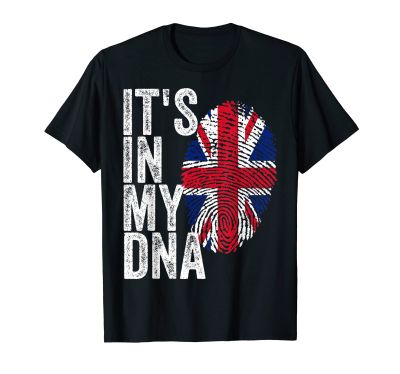 ผ้าฝ้าย 100% ITS IN MY DNA UK Union Jack England Flag EU สหราชอาณาจักรเสื้อยืดผู้ชายผู้หญิง UNISEX T เสื้อขนาด S-6XL