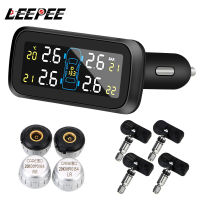 LEEPEE อัตโนมัติ TPMS ระบบเตือนภัยการรักษาความปลอดภัยไร้สายดิจิตอลจอแสดงผล LCD ยางระบบตรวจสอบความดันไฟแช็กประเภท