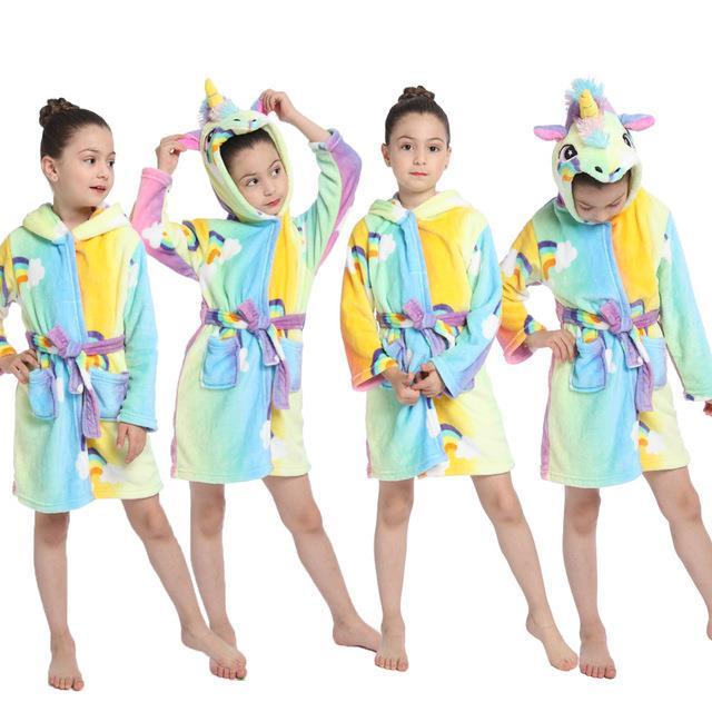 xiaoli-clothing-kigurumi-เด็กเสื้อคลุมอาบน้ำเด็กเสื้อคลุมอาบน้ำสัตว์สายรุ้งยูนิคอร์นคลุมด้วยผ้าเสื้อคลุมอาบน้ำสำหรับหนุ่มๆสาวๆชุดนอน-nightgown-เด็กชุดนอน