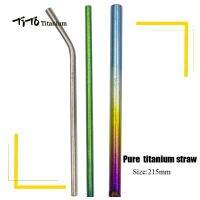 TiTo ไททาเนียมฟางข้าวแท้แบบพกพาพกพา,อุปกรณ์กัน Sedotan Stainless Steel แบบไม่กัดกร่อนชุดท่อ