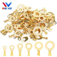 100PCS/lot M3 M4 M5 M6 M8 M10 Ring Lugs Terminals Gold Brass/Silver Non-insulated Crimp Termin Electrical Wire Connectors