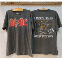 NEW ACDC️เสื้อยืดผ้าฟอก Unisex Cotton  งานใหม่ ทำเก่า ผ้าฟอกเฟดนุ่ม ไร้ตะเข็บข้าง สกรีนจม หน้าหลัง ️️