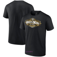 WWE T-shirt memiliki 2023！New！WrestleMania 39 bintang hitam Hollywood Wrestling logo, cocok untuk pria. High quality products （Freeprinting of names）