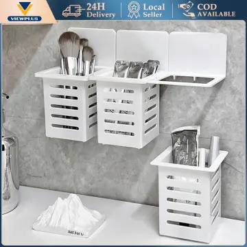 1pc,Bathroom storage rack Household perforation-free bathroom wall hanging  drain toiletries storage rack Cosmetics storage box