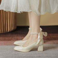 ❀  【 Original   In stock 】 Korean heels Fashion wedding shoes Strappy heels Mary Jane shoes