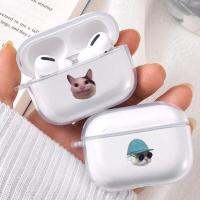 ♣ Kitties Meme Cats With Glasses Earphone Case For Airpods 3 Airpods 1 2 Transparent Protective Cover For Airpods Pro Charging Box