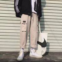 【Good Quality】Summer new clothing Multi side pockets pants Japanese mens wear overalls straight tube  handsome big pocket casual pants ankle length cargo pants