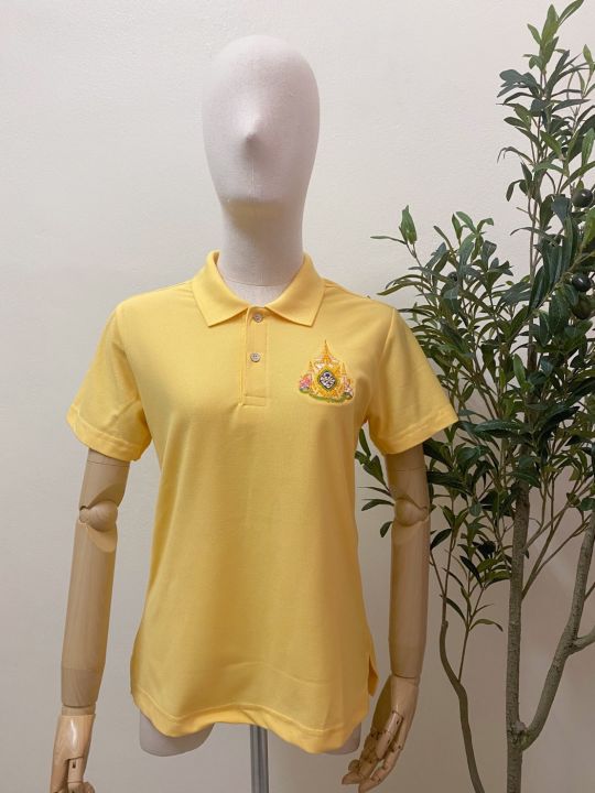 เสื้อโปโลสีเหลืองปักตรา-เสื้อโปโลสีเหลืองล้วน-เสื้อเหลืองผู้หญิง-เสื้อใส่ทำงาน-เสื้อโปโลสีเหลืองผู้หญิง
