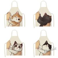 【hot sale】﹉☏ D13 Kitchen apron cute cartoon cat pattern apron anti-fouling anti-oil sleeveless apron household cleaning cooking and baking accessories 47x38cm 68x55cm