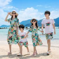 【YF】 Family Matching Outfits Summer Beach Mum Daughter Floral Dresses Dad Son Cotton T-shirt   Shorts Holiday Couple Clothes Seaside