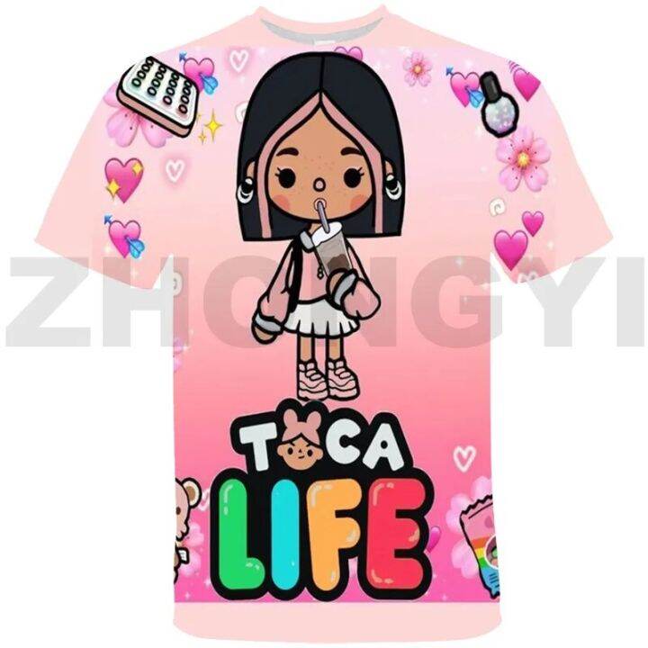 Kids Hot Game Toca Life World Cartoon Print Hoodies Girls Cute