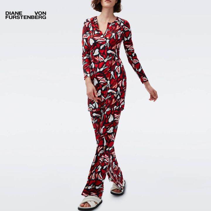 DVF REINA DRESS RABBIT HEART RED | Lazada.co.th