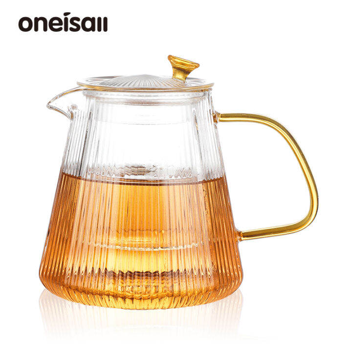 ONEISALL Glass Tea Pot Set With Filter & Lid 500ml/900ml Straight