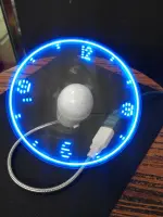 Blue Durable Adjustable USB Gadget Mini Flexible LED Light USB Fan Time Clock Desktop Clock Cool Gadget Time Display