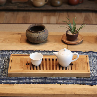 มีรสนิยมไม้ไผ่จีนญี่ปุ่น G Ongfu โต๊ะน้ำชาที่ให้บริการถาดกล่องอ่างเก็บน้ำระบายน้ำประเภทสำหรับโรงน้ำชาโฮมออฟฟิศอุปกรณ์
