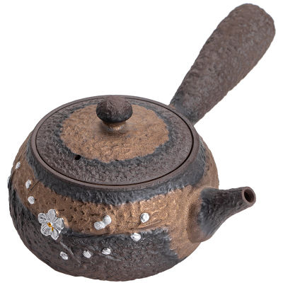 Guzaoxiao Old Rock Clay Silver Gilded Stoneware ด้านข้างหม้อเซรามิคกาน้ำชา Handmade Kung Fu ชุดชาชากาต้มน้ำ