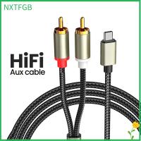 NXTFGB 1M ลำโพงเครื่องขยายเสียงประเภท C ถึง2 RCA สาย Aux เสียงตัวแปลงสาย