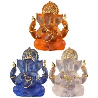 Clear Lord Ganesha Statue Elephant Hindu Sculpture Figurines Resin Home Garden Decoration Buddha Statues For House